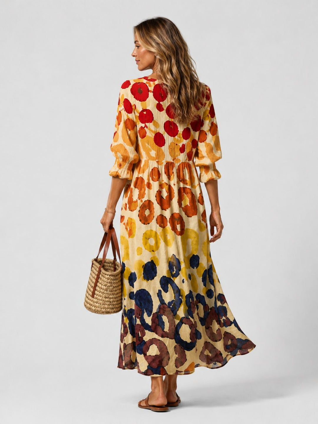 Casual long V-neck maxi shirt dress for women, styled comfortably for everyday elegance.