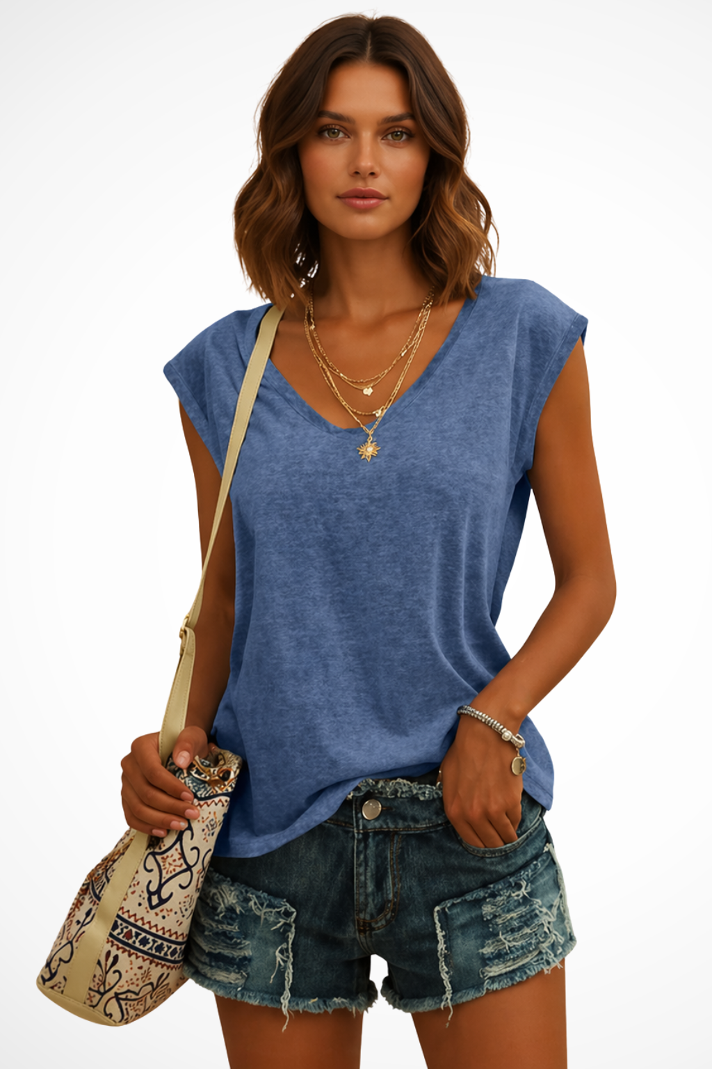 Everyday essential women's V-neck cami. Relaxed fit, sleeveless, perfect for casual wear, summer style, and layering.