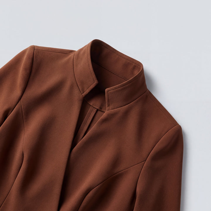 Chic women's long sleeve V-neck wrap midi dress. Belted for a polished look, perfect for work or casual.