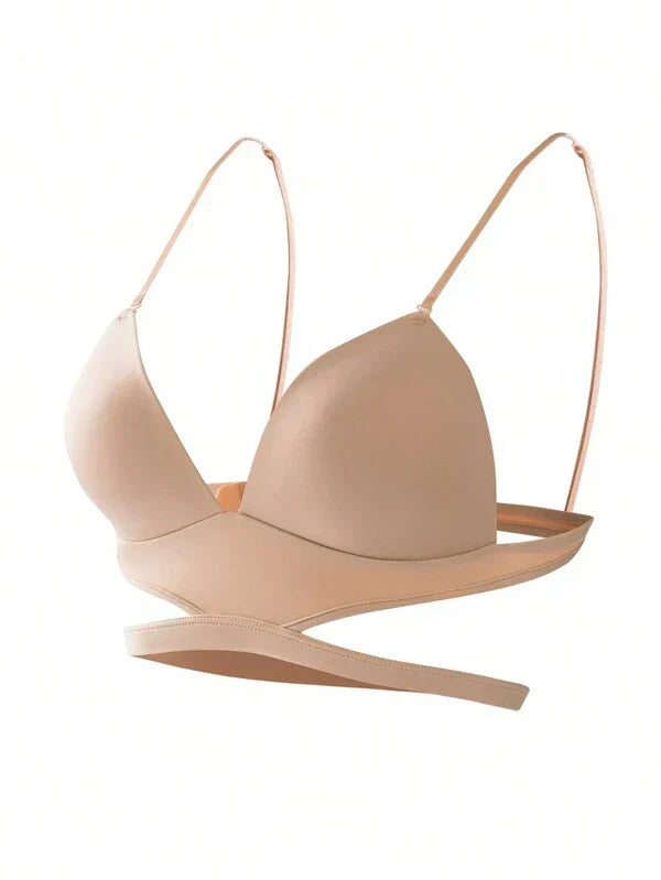 Women's versatile multiway bra in beige, perfect for backless and strapless outfits.
