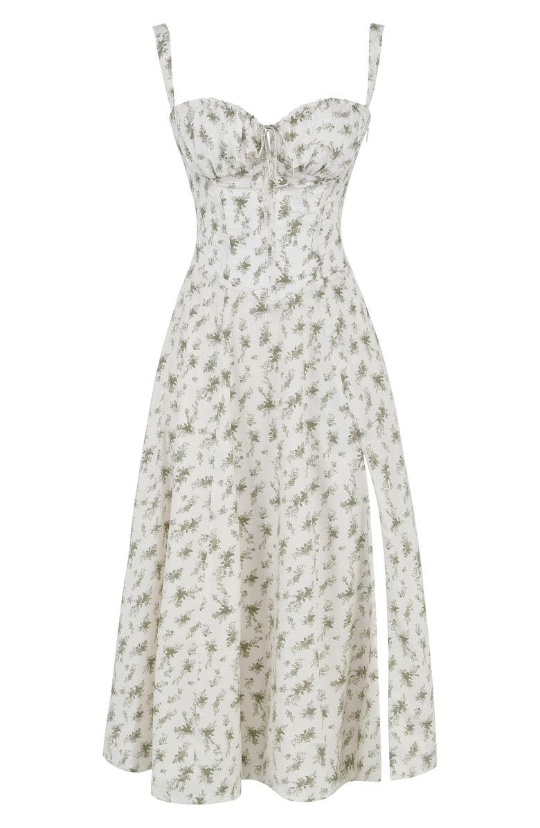 Women's elegant spring midi dress, floral print, ideal for casual and party settings.