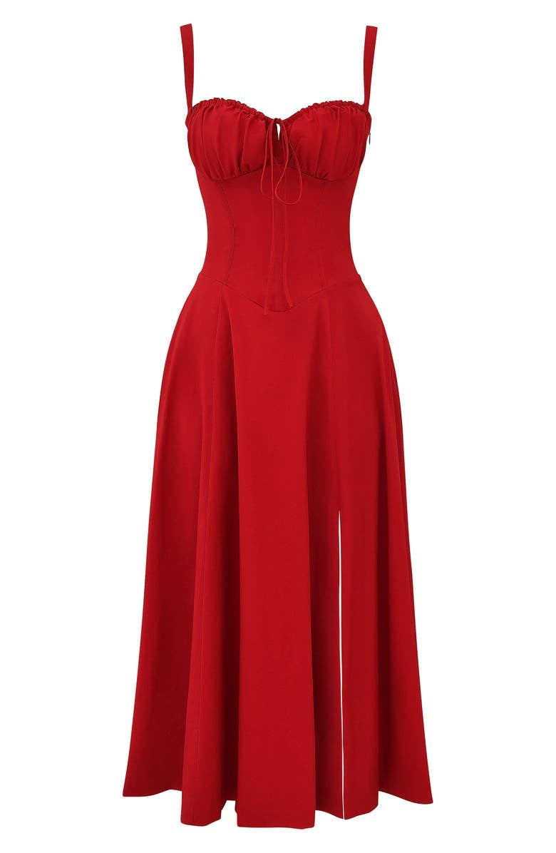 Fashionable women's floral spring midi dress, elegant for party or casual wear.