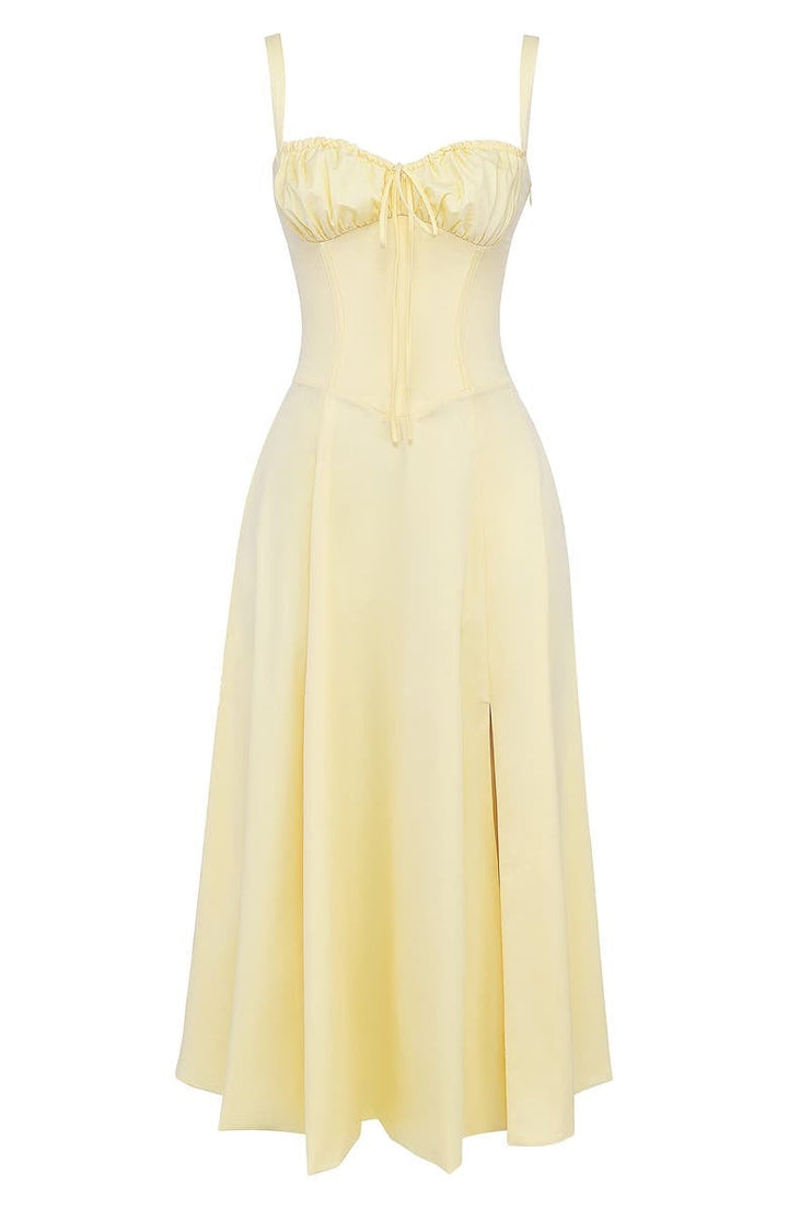 Elegant women's floral midi dress, perfect for spring parties, with a vibrant print.