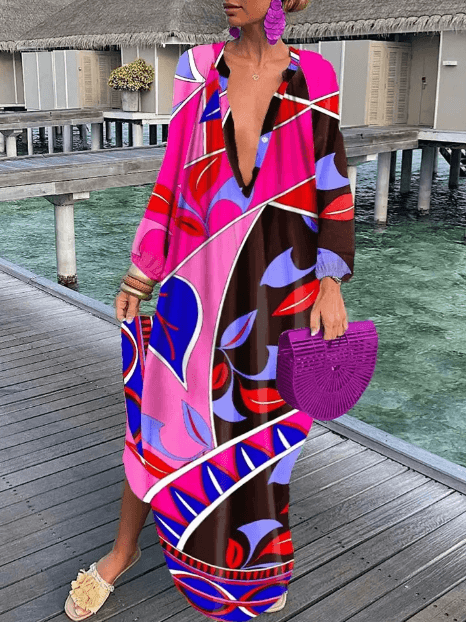 Women's vibrant printed casual summer dress. Sleeveless, round neck sundress, a must-have for summer fashion.