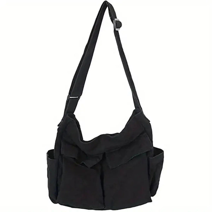 Women's vintage canvas crossbody tote bag with multi-pockets. Durable, casual shoulder handbag.