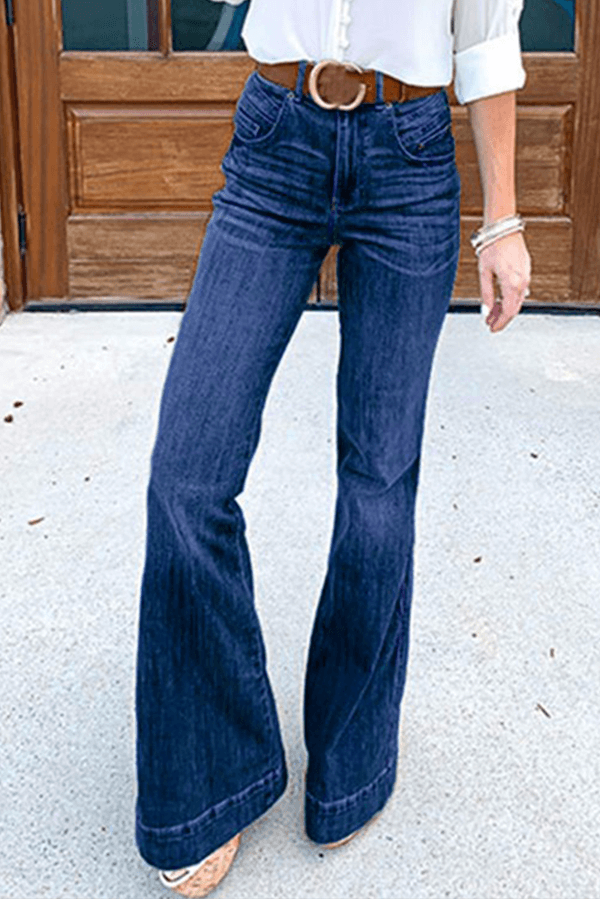 Stylish women's comfort fit flared pants, high-waist stretch fabric for a retro casual and comfortable look.