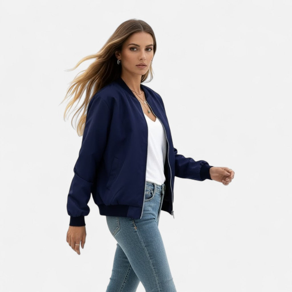 Durable and fashionable women's vintage zip jacket