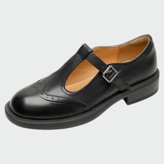 Apricot vintage Mary Jane flats, versatile dress shoes for women, perfect for a classic and elegant style.