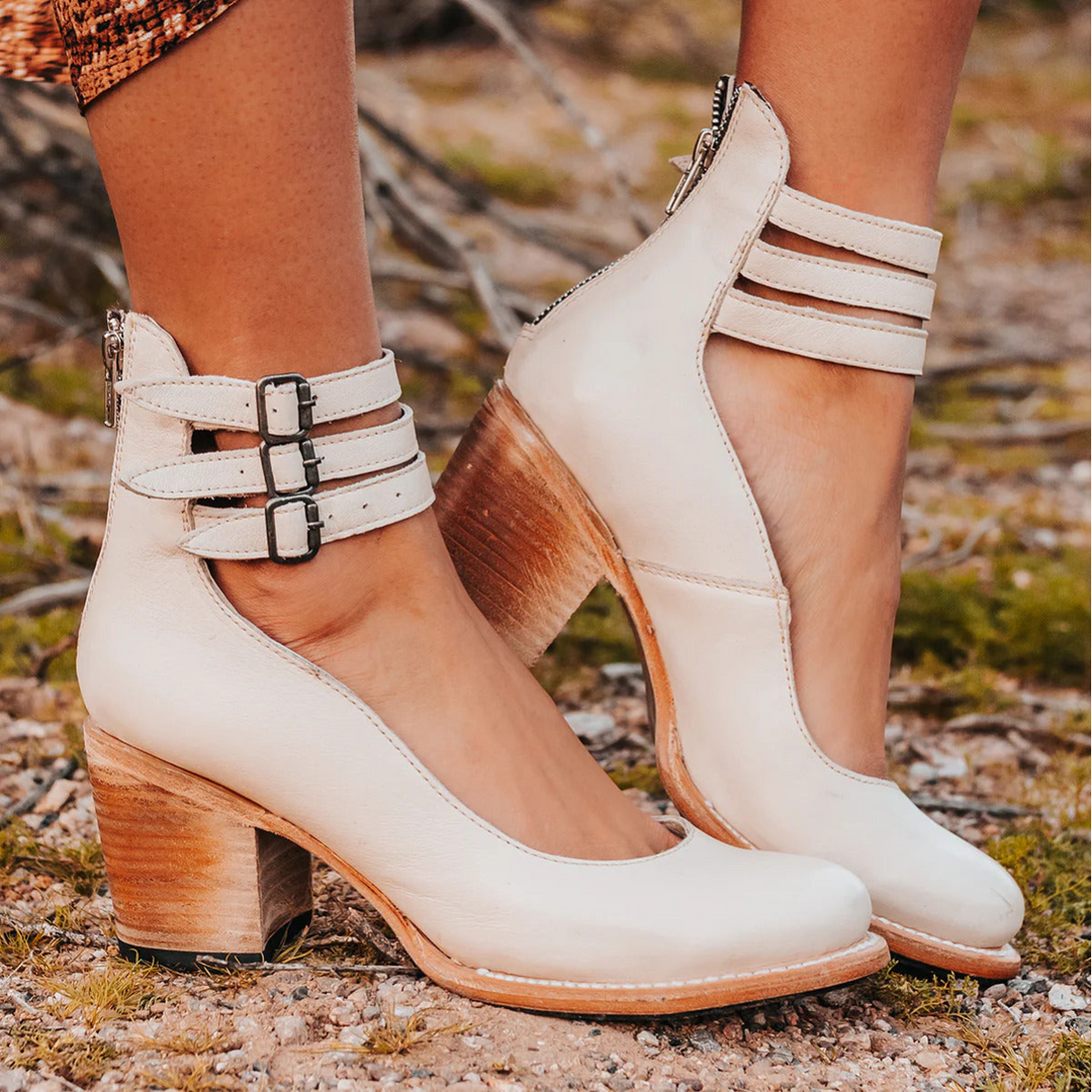 Women's fashion strappy heels, retro ankle strap design, comfortable block heel for parties.