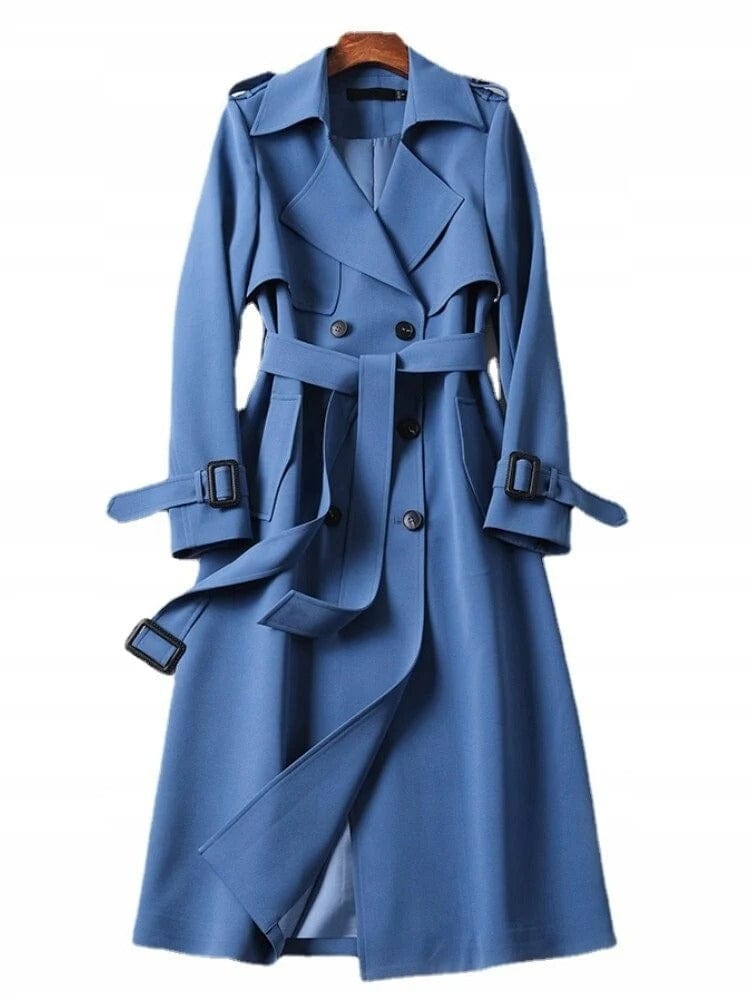 Women's vintage style trench coat, a classic modern outerwear piece for elegant autumn fashion.
