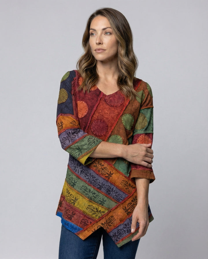 Chic V-neck long sleeve blouse for women, perfect for stylish everyday wear.