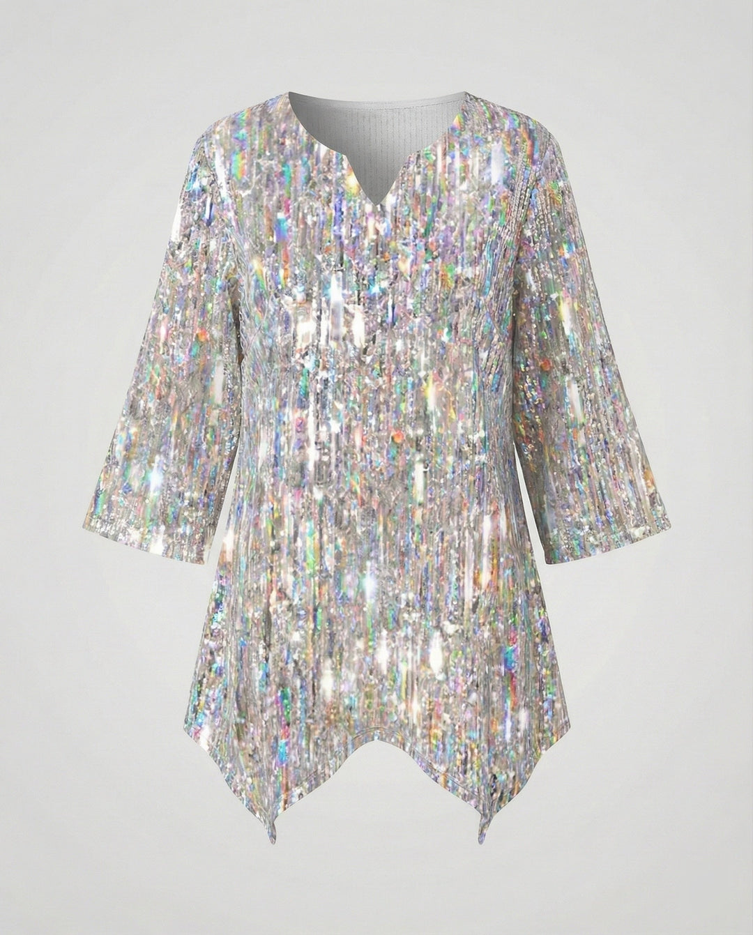 Fashionable women's V-neck top with long sleeves, blending vintage charm and modern style.