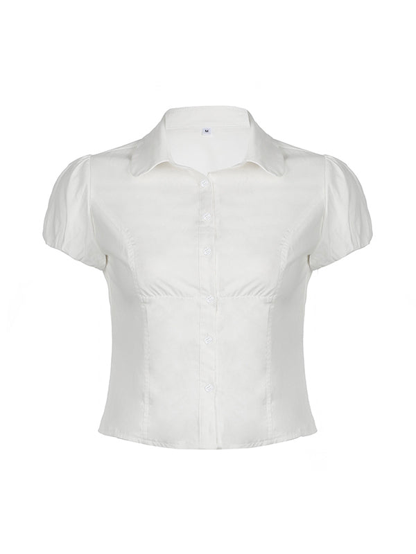 Versatile white short sleeve V-neck shirt, perfect for women's fashion