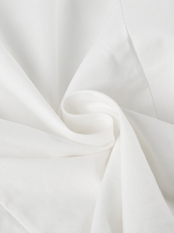 Detail shot of a women's vintage V-neck top with short sleeves and slim waist