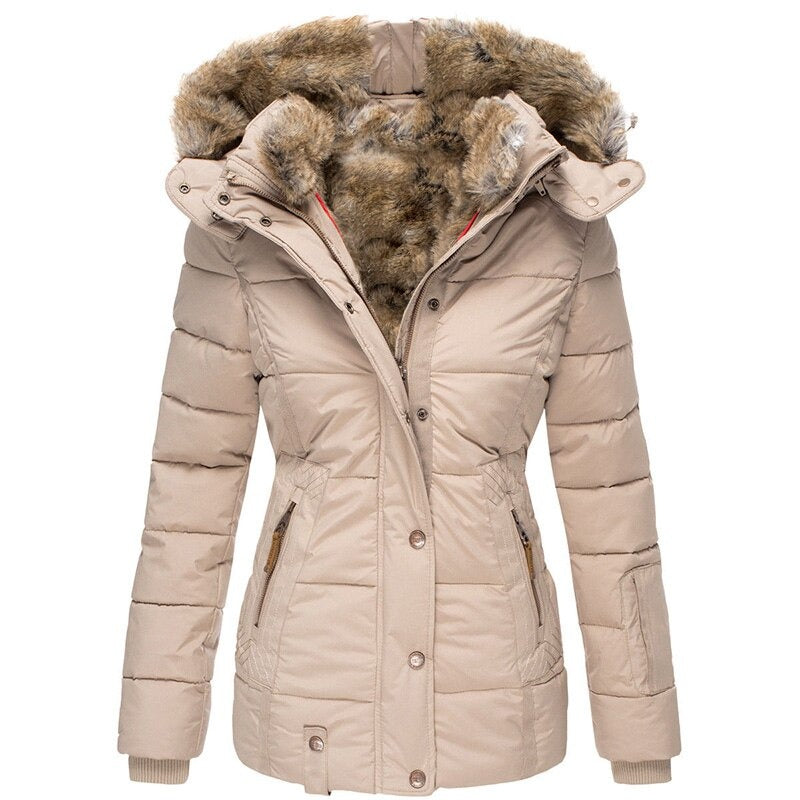 Longline women's waterproof winter coat. Insulated & warm, ideal for cold weather style and protection.