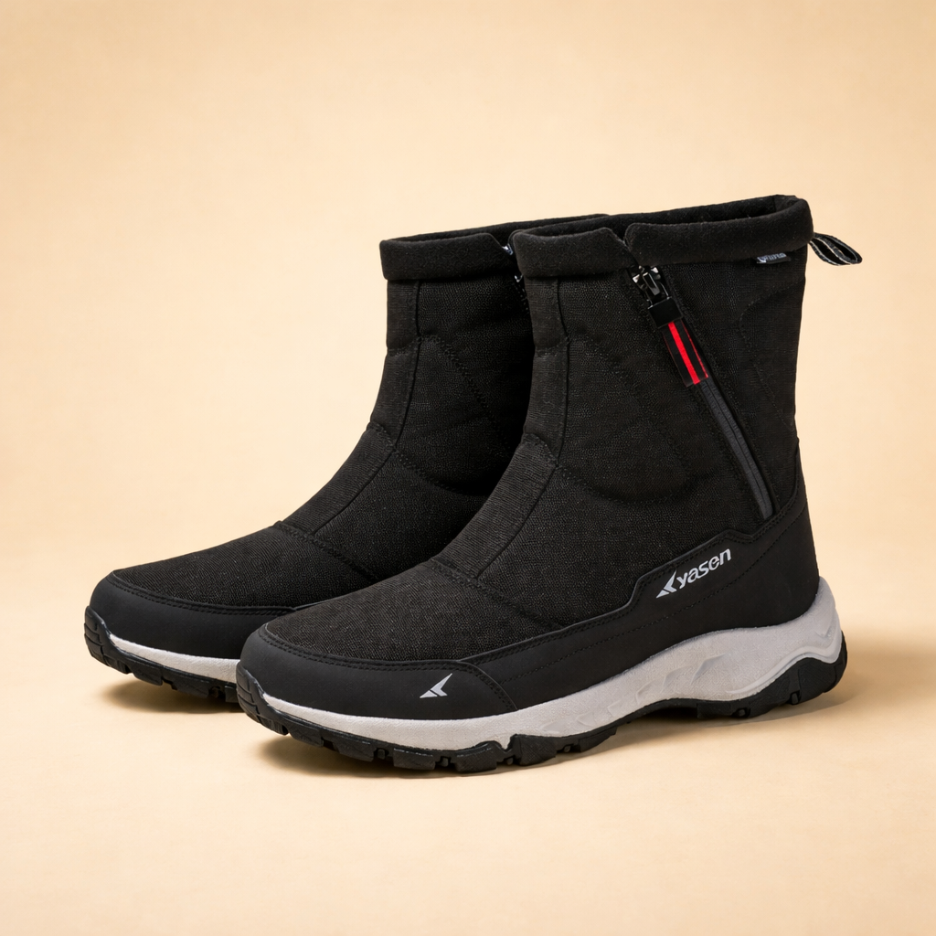 Women's warm waterproof snow boots with non-slip sole for winter comfort.