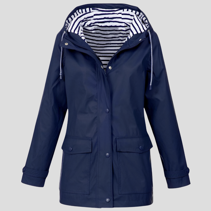 Stylish hooded jacket for women, designed for durability and outdoor activities.