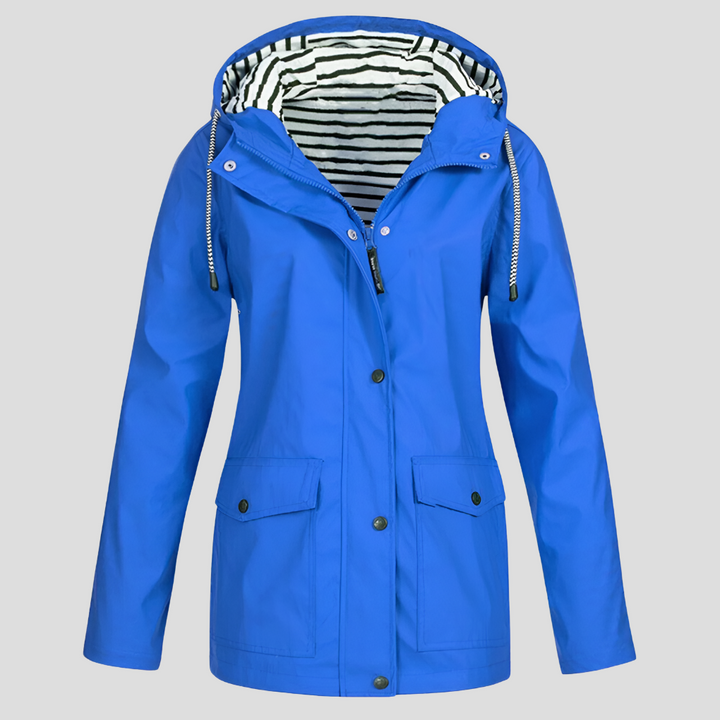 Windproof women's jacket, essential hiking gear for any adventure.