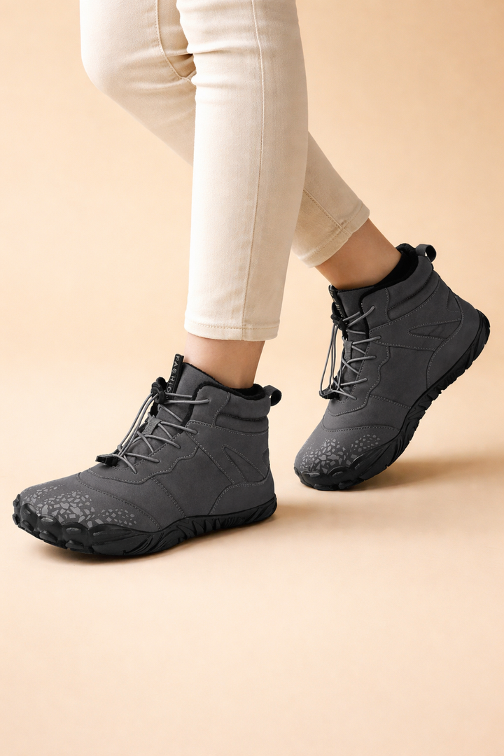 Women's waterproof barefoot winter boots, modern minimalist design for ultimate comfort.