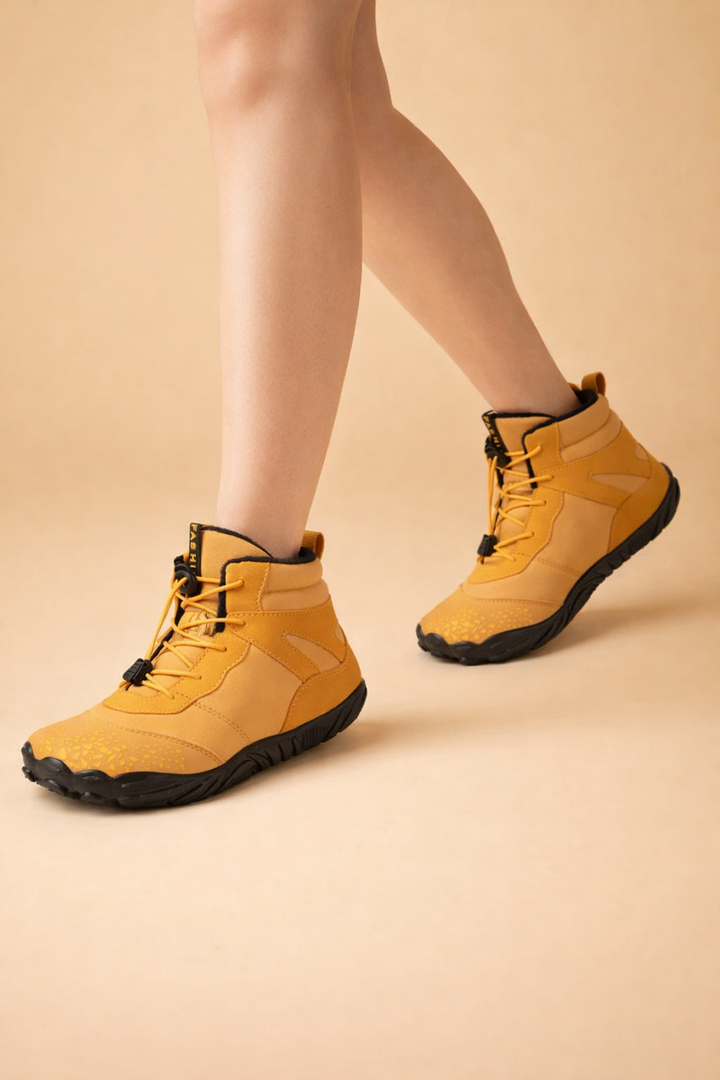 Walk confidently in women's waterproof barefoot winter boots, ideal for comfort in cold weather.