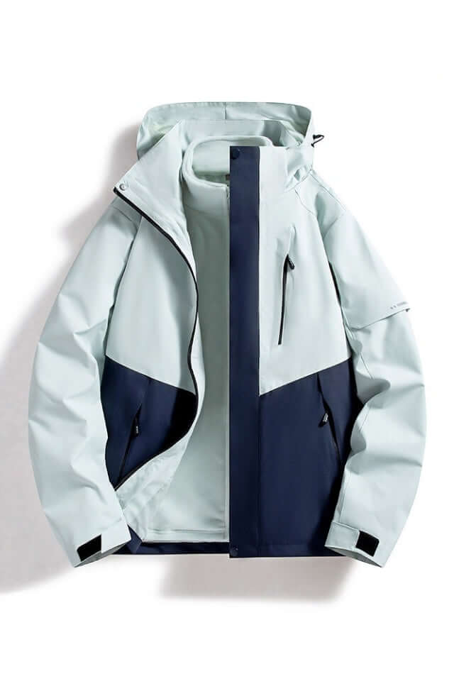 Versatile women's waterproof hooded jacket. All-season outdoor wear for hiking, rain, and active lifestyles.