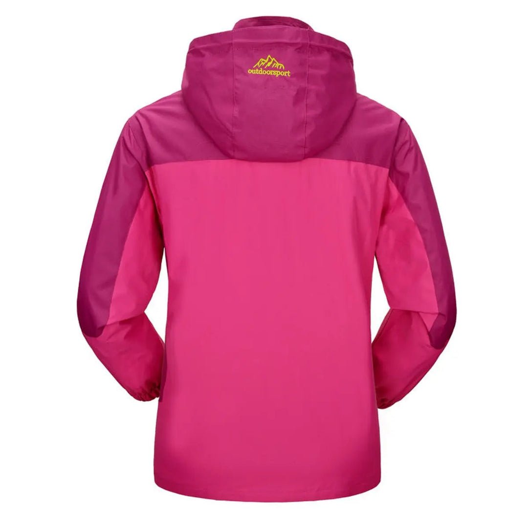 Women's waterproof hooded quilted outdoor jacket for hiking & casual year-round activewear.