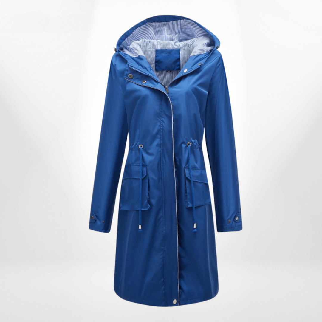 Elegant women's over-knee waterproof trench coat, ideal for stylish protection in spring/fall.