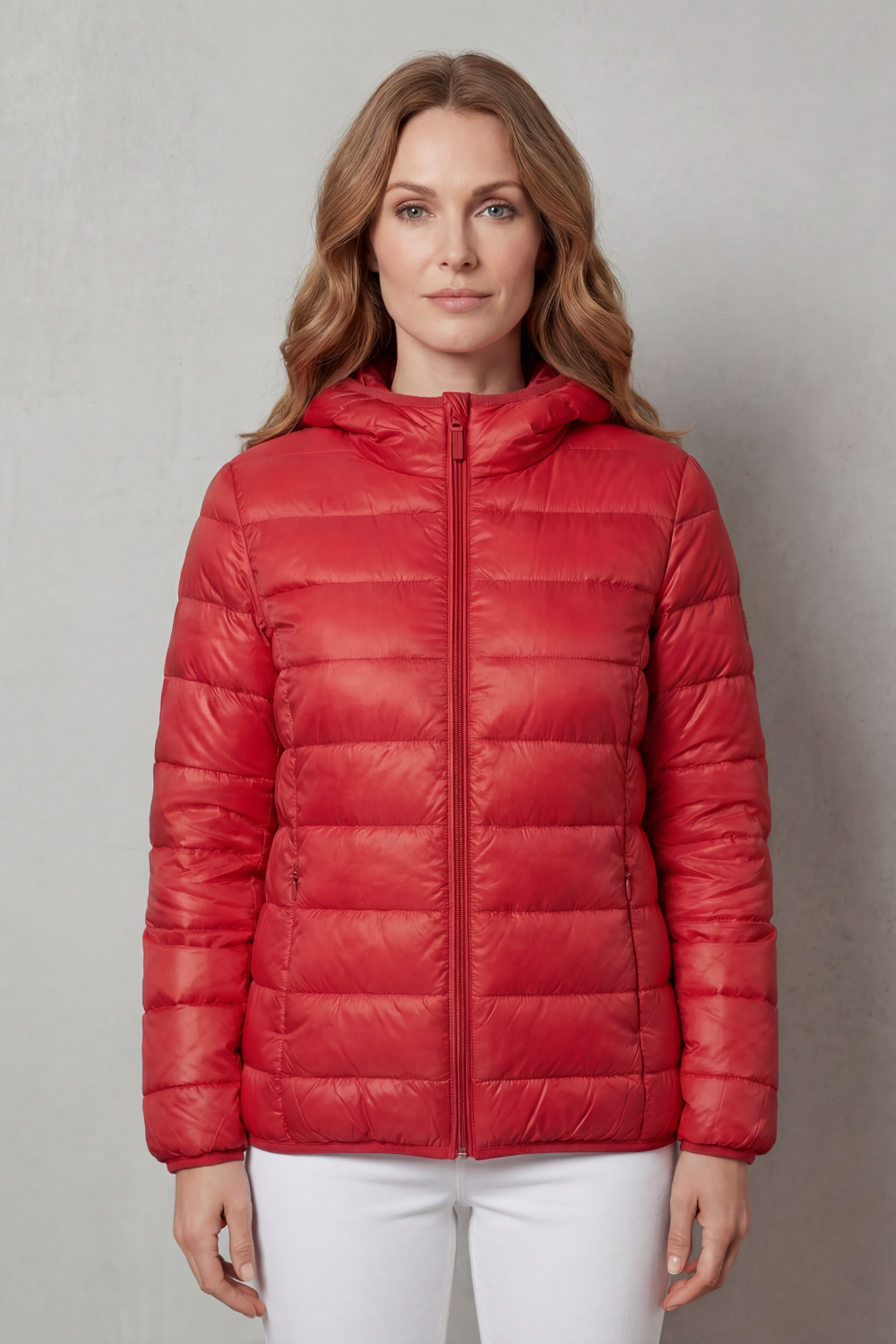 Vibrant women's waterproof rain coat. Stylish layering outerwear, essential for all-season weather and travel.