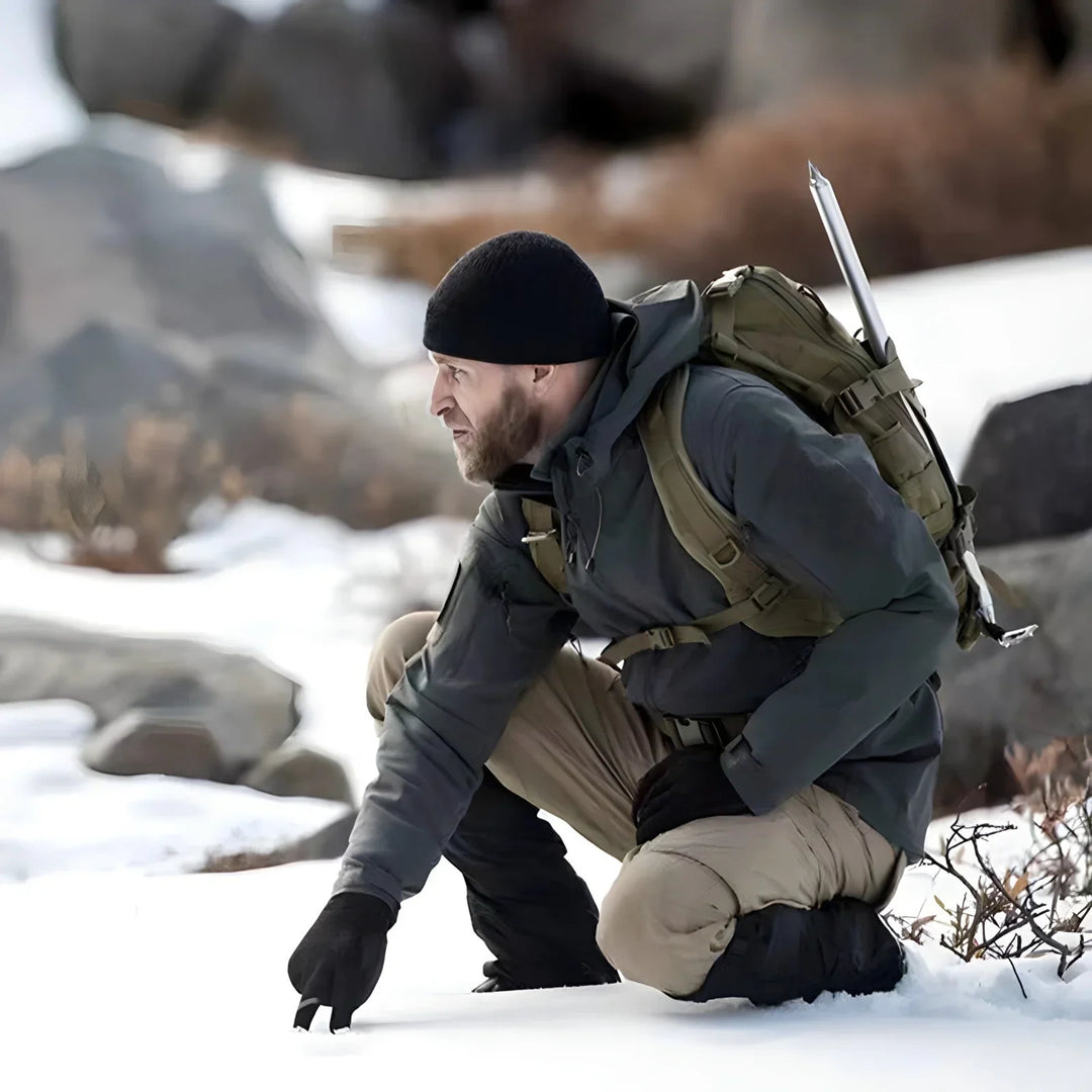 Waterproof women's hiking set: tactical hooded jacket & cargo pants designed for all-weather.
