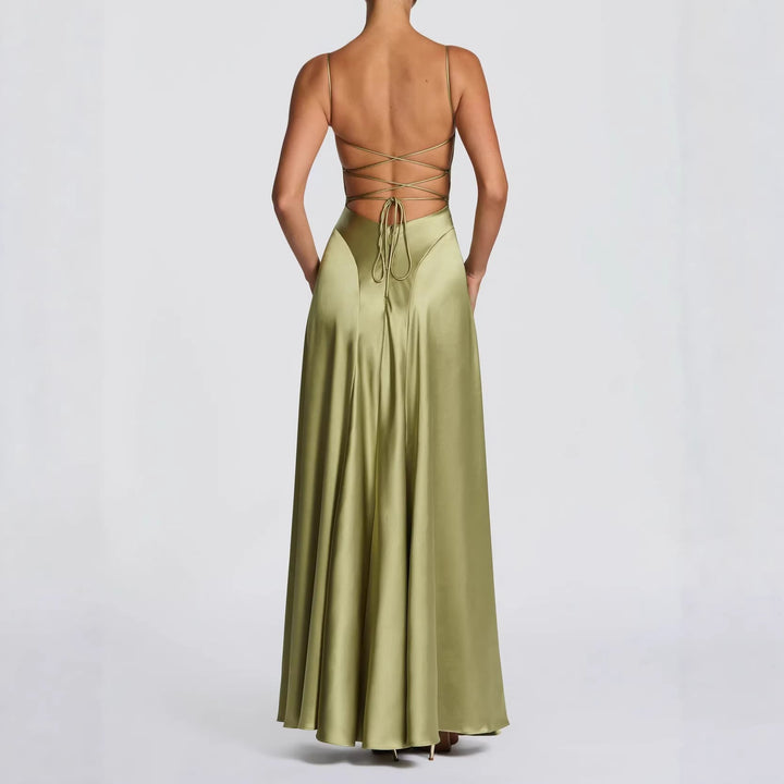 Sophisticated women's formal gown, strapless sweetheart neckline maxi dress. Elegant choice for wedding guests & parties.