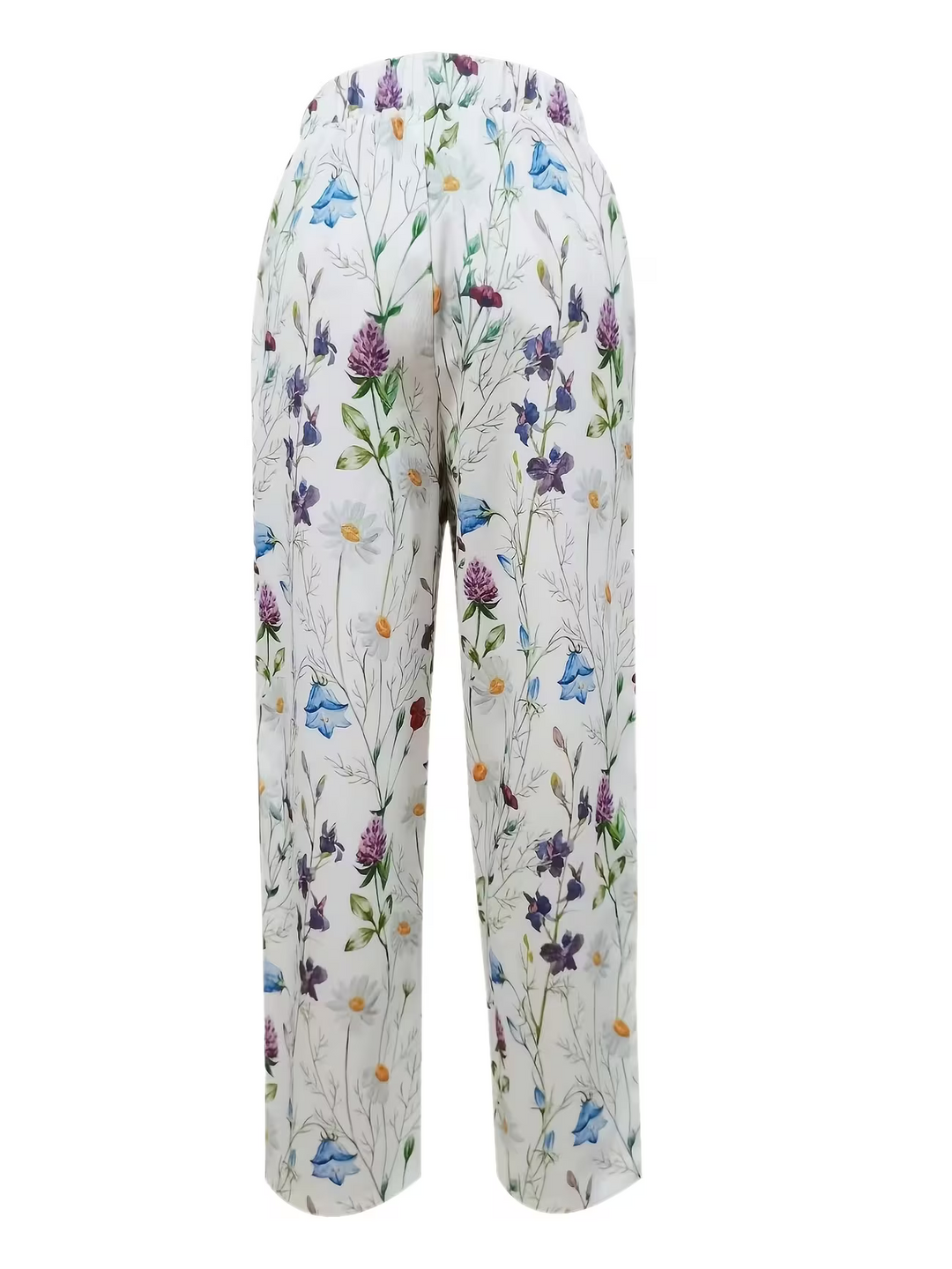 Flowy women's summer pants featuring a stylish floral print, wide leg, and comfortable elastic waist for effortless fashion.