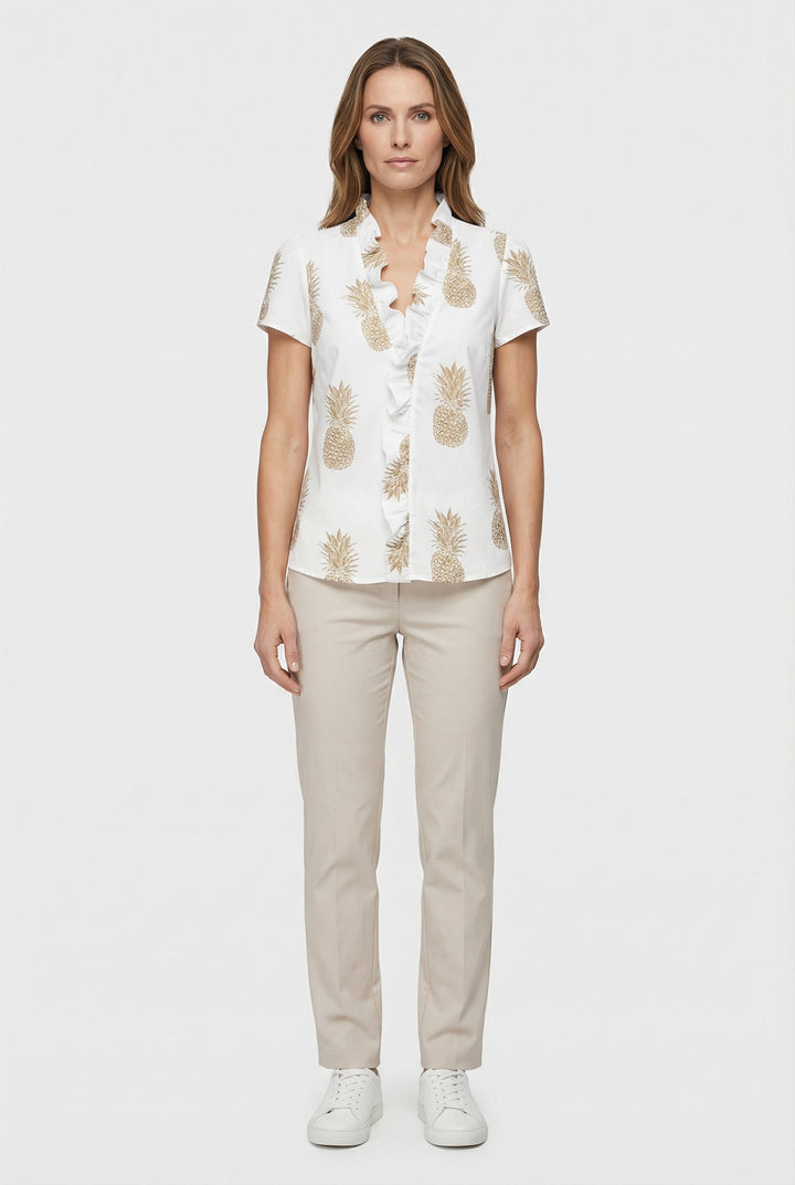 Discover feminine charm with this women's casual long sleeve ruffled blouse.