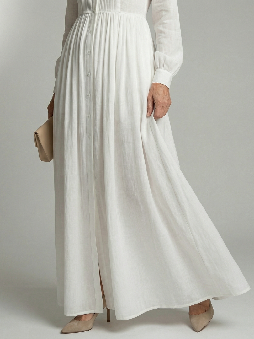 Comfortable women's casual long sleeve maxi dress, with a stylish button front design & soft flow fabric.