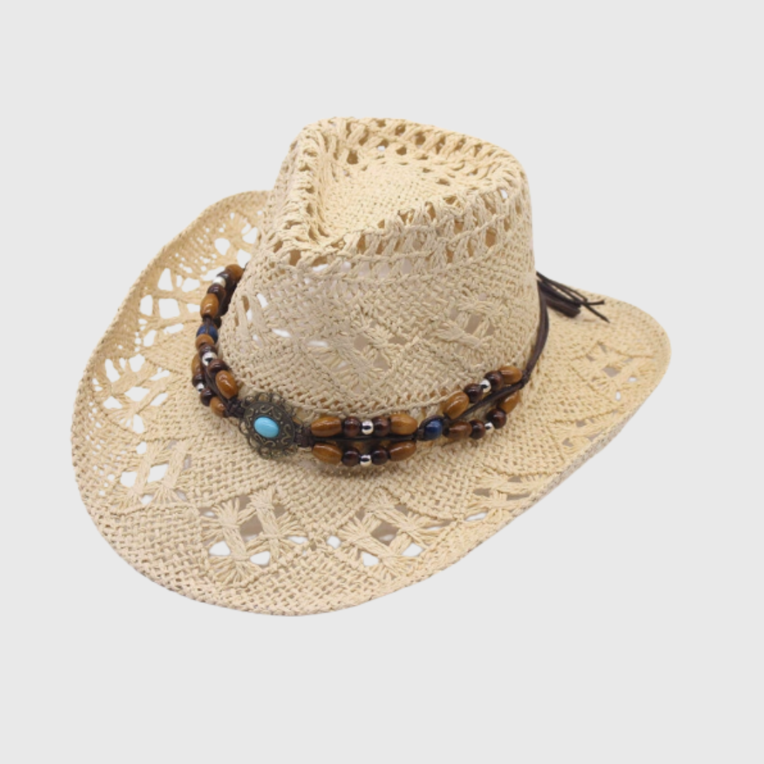 Stylish women's western cowboy hat, wide brim for summer fashion & sun protection.