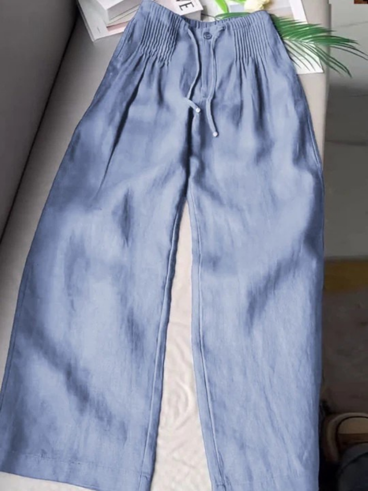 Effortless wide-leg cotton blend trousers for women, a comfortable and stylish fashion bottom for any occasion.