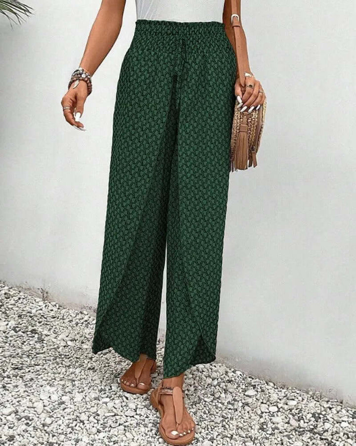 Red casual wide leg palazzo trousers for women, lightweight & flowy, comfortable summer fashion.