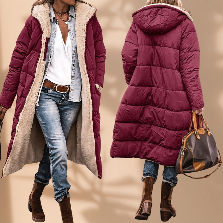 Women's windproof & waterproof insulated winter jacket for cold weather outdoor adventures & everyday.