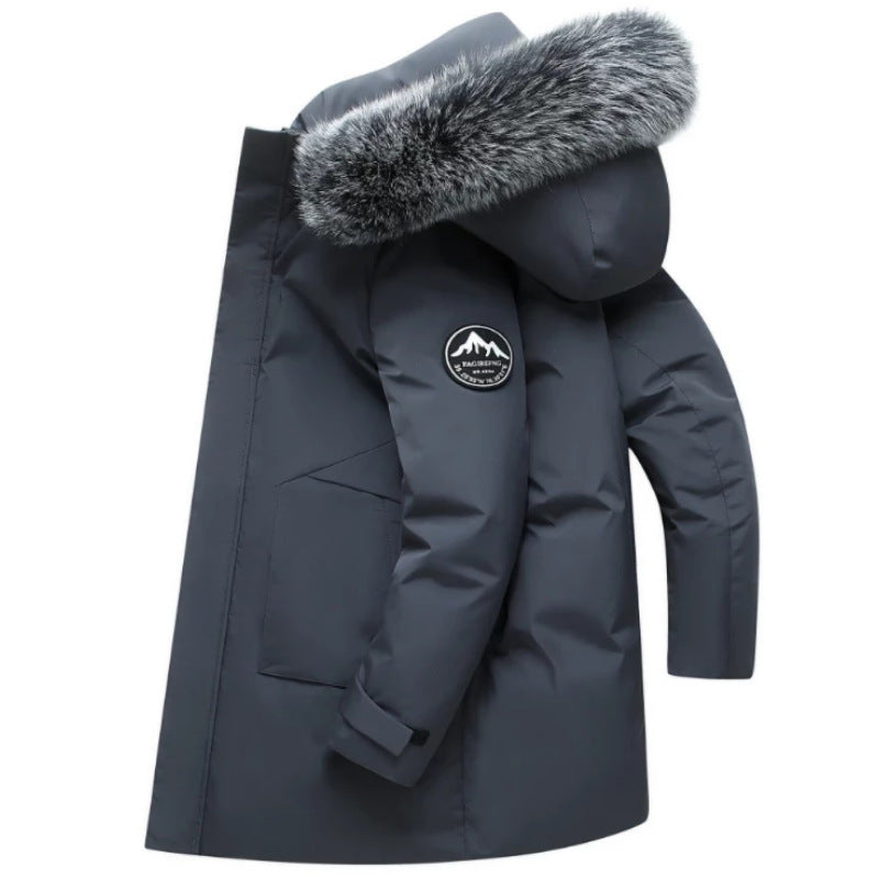 Warm women's parka, ideal for cold weather; includes a practical removable hood and soft faux fur collar.
