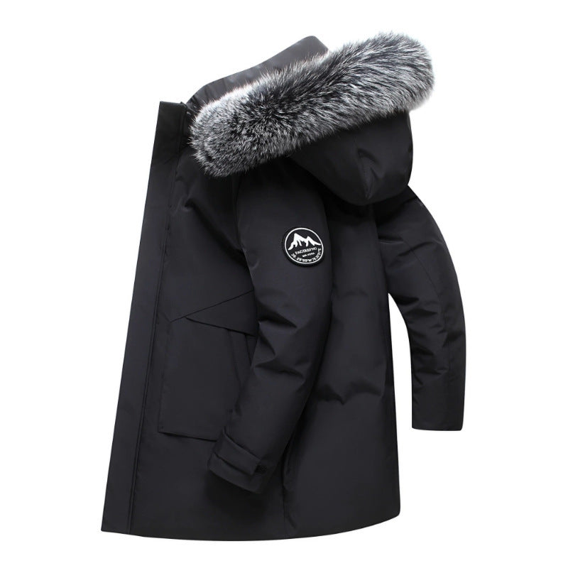 Trendy women's parka, cold weather essential, with a versatile removable hood and snug faux fur collar.