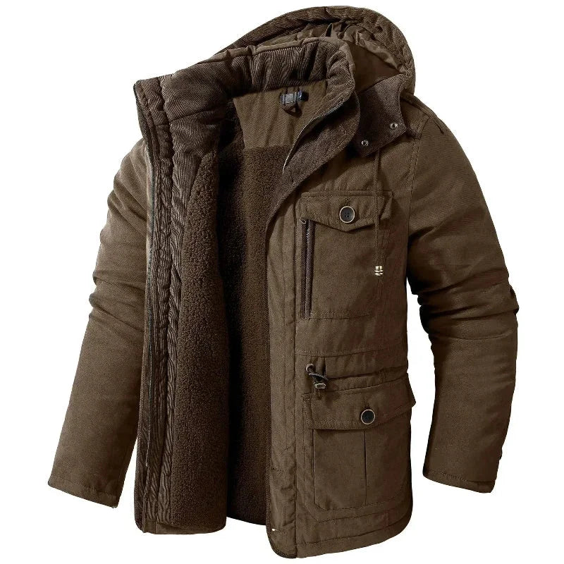 Functional women's winter utility jacket, perfect for cold weather. Includes a versatile detachable hood.
