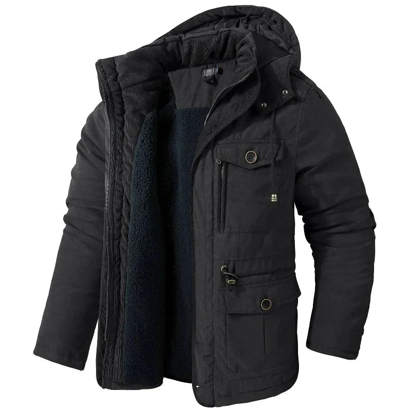 Women's breathable winter utility field jacket with detachable hood, designed for warmth and comfort.