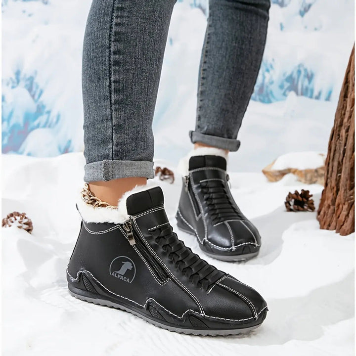 Comfortable wide fit women's winter boots, zip-up, perfect for everyday cozy wear.