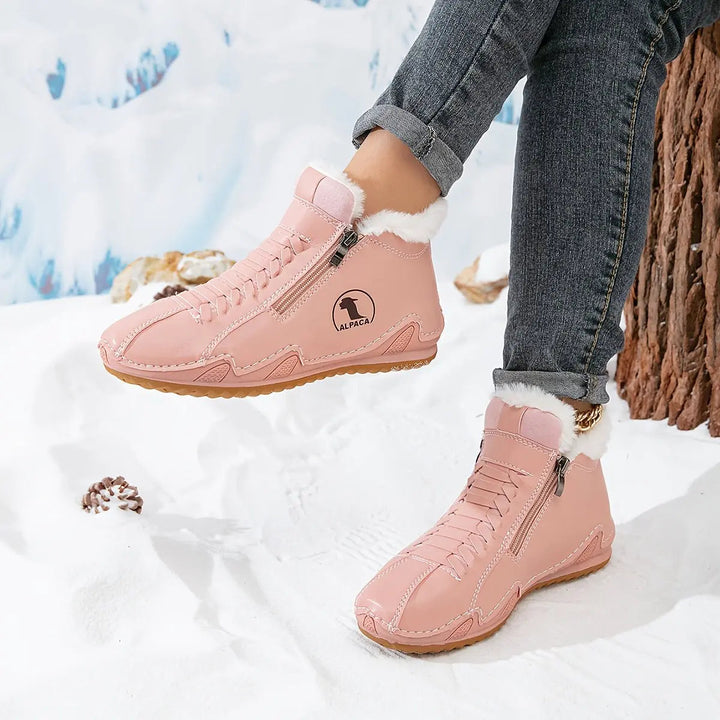 Everyday women's warm footwear: wide fit ankle boots, faux-fur lined & zip-up.