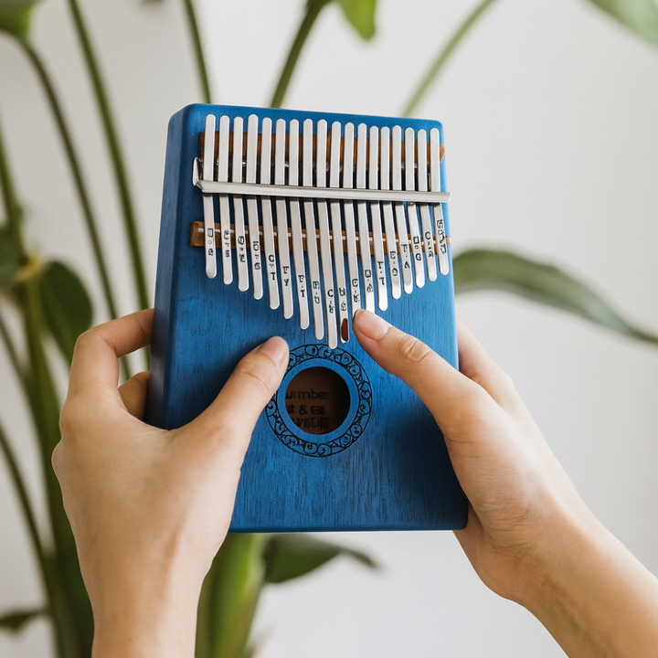 Portable 17-key kalimba thumb piano for stress relief & music enjoyment anywhere. Great gift.