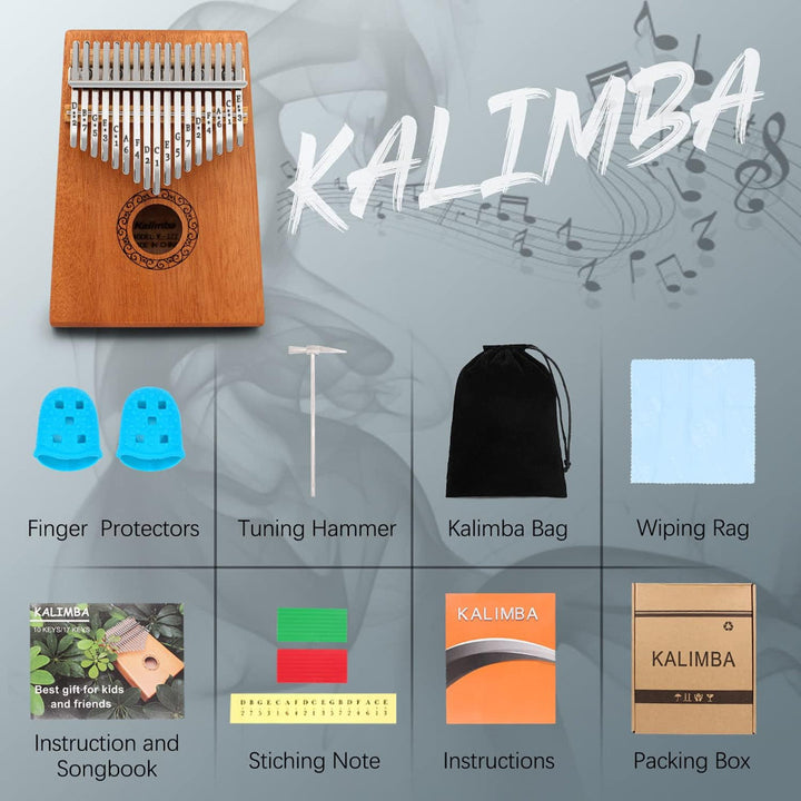 Relaxing 17-key kalimba thumb piano, a portable wooden instrument for stress relief & musical joy.