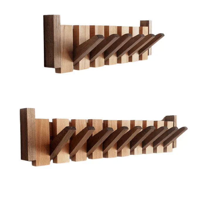 Unique wall decor: a playable piano-shaped coat rack