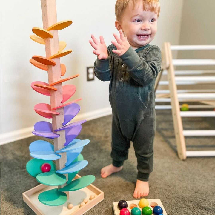Wooden Rainbow Sound Tower: Educational Music & Sensory Play Toy for Kids