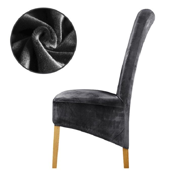 XL elastic velvet dining chair slipcover, stylish decor for kitchen and living room chairs.