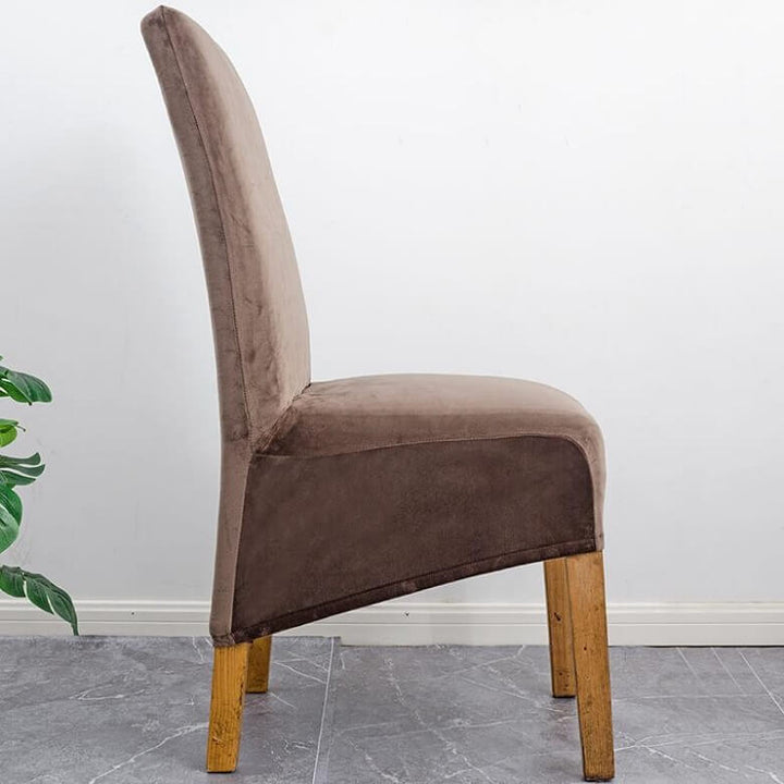 Protective XL velvet chair cover, durable stretch slipcover for elegant home dining.