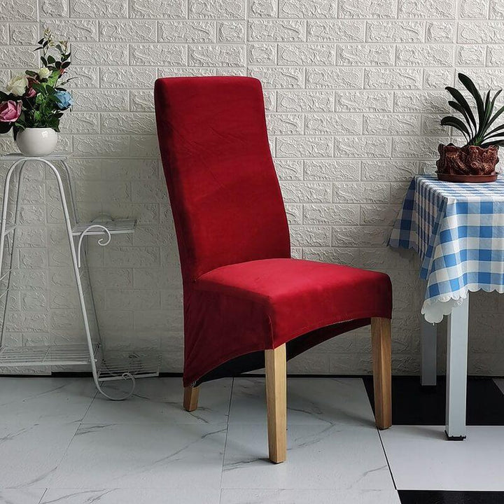 Durable elastic velvet slipcover, XL size, perfect for kitchen or dining room chair decor.